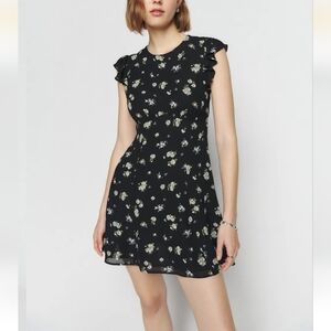 Reformation Idalia Floral Black Dress Open Back